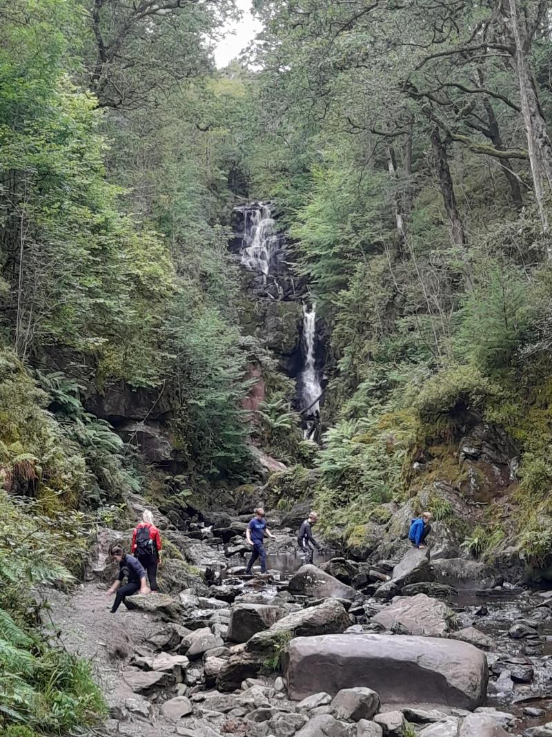 A rocky waterfall