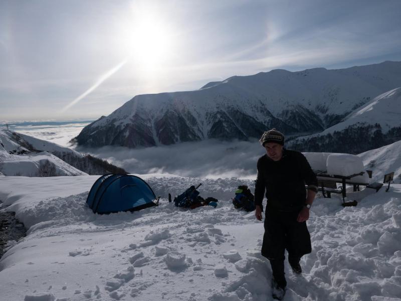 Camping on the road to Obano, Georgia