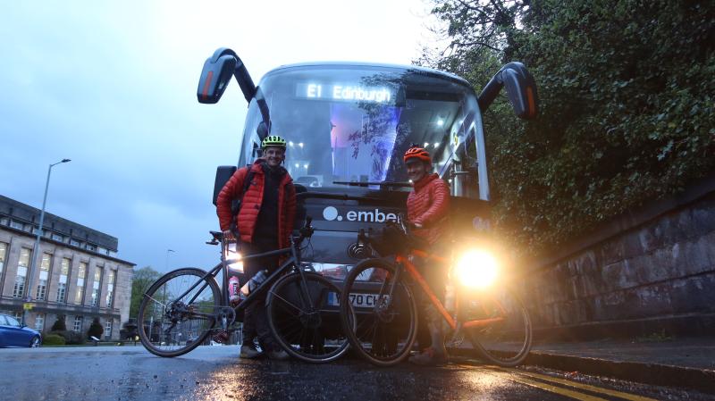 Markus Stitz (right) with the Ember bus