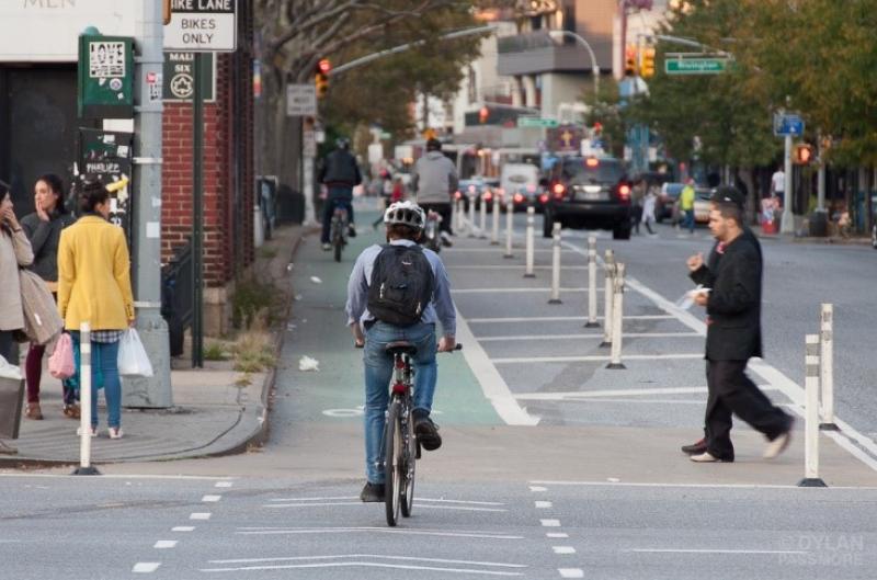 Traffic wands in New York - these were introduced cheaply and cost-effectively at the same time as the road was being resurfaced.