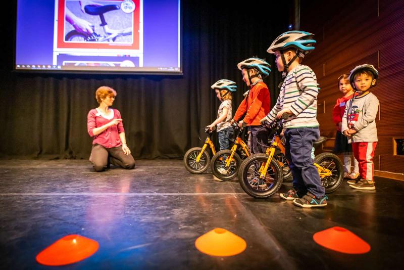 Children from Arcadia Nursery demonstrate their cycling skills