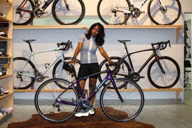 Angellica Bell with the bike she rode for Tour de Celeb