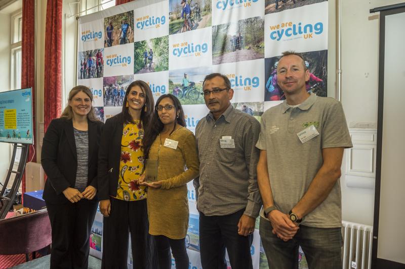 Members of Balsall Heath receive the 'Best Cycling Group' award