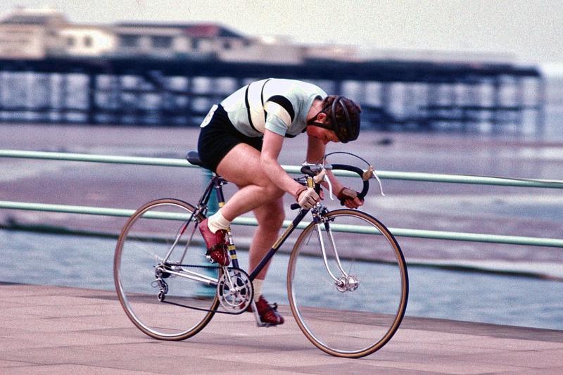 Beryl Burton out on the seafront in Lancashire