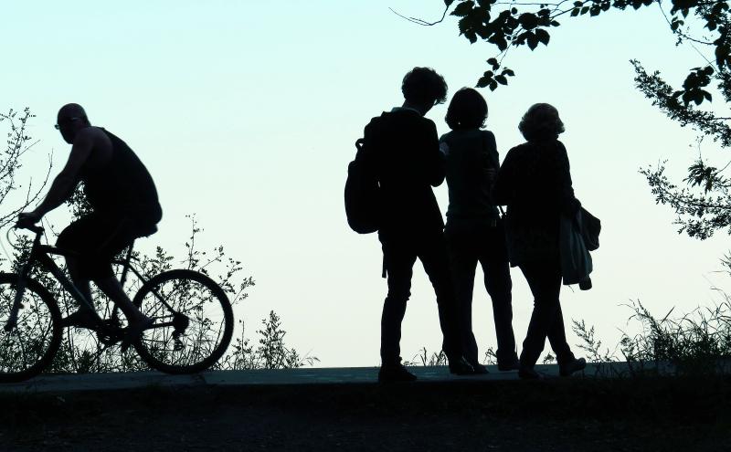 Bicycle silhouette stands out