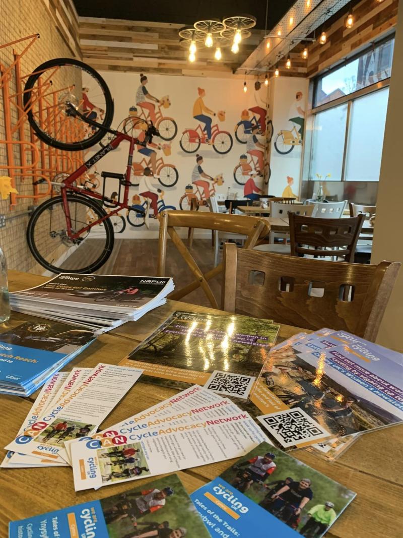 Cycling UK materials in Bike Lock Cafe