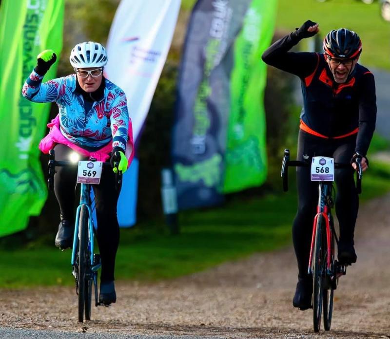 Rachel Bennett and her partner try to outdo each other with their bikes