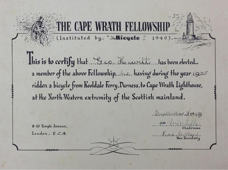 Cape Wrath Fellowship first certificate