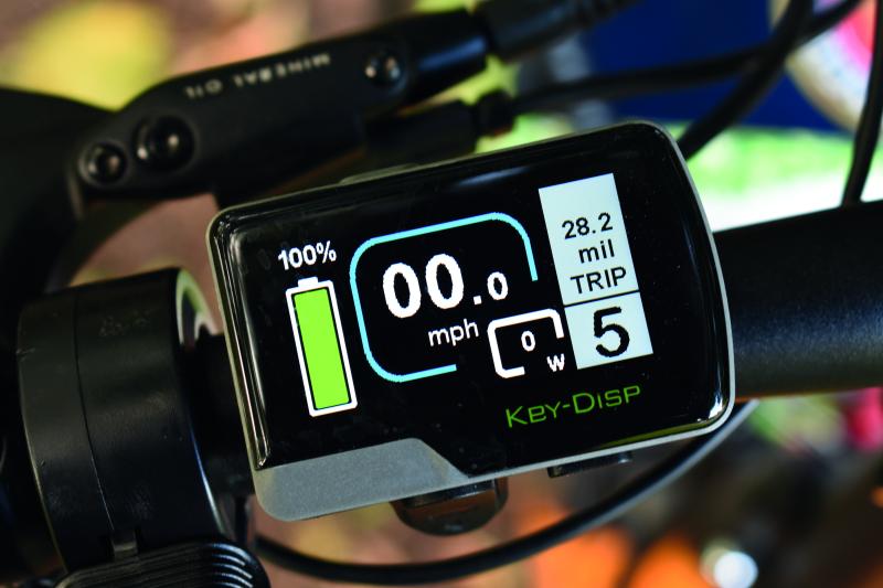 The LCD screen of an e-cycle