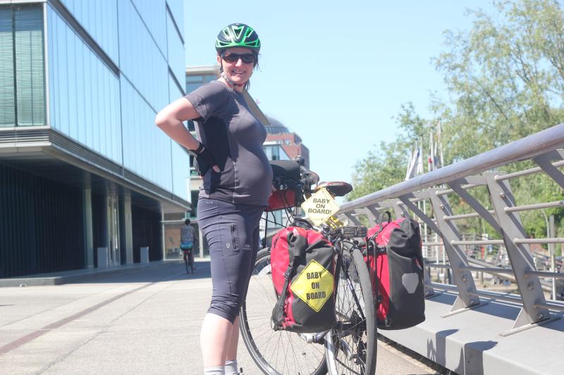 Laura Moss cycling in Demark at 7 months pregnant