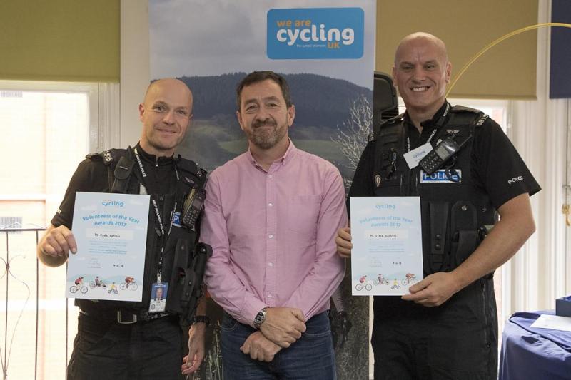 Steve and Mark were recognised at Cycling UK's volunteer awards in 2017