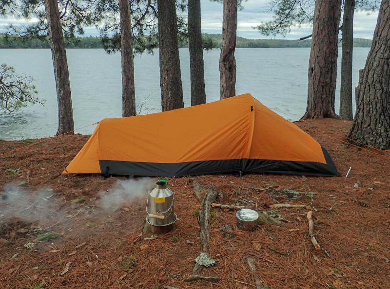 kelly kettle in a campsite