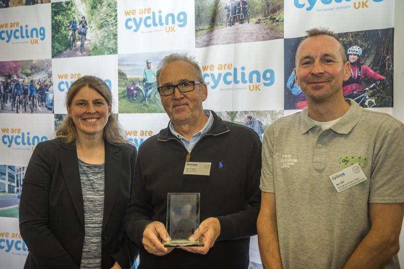 Alan Franks receiving the award for Diss Cyclathon