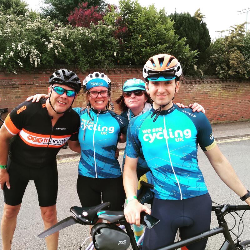 Cycling UK staff with rider Jez