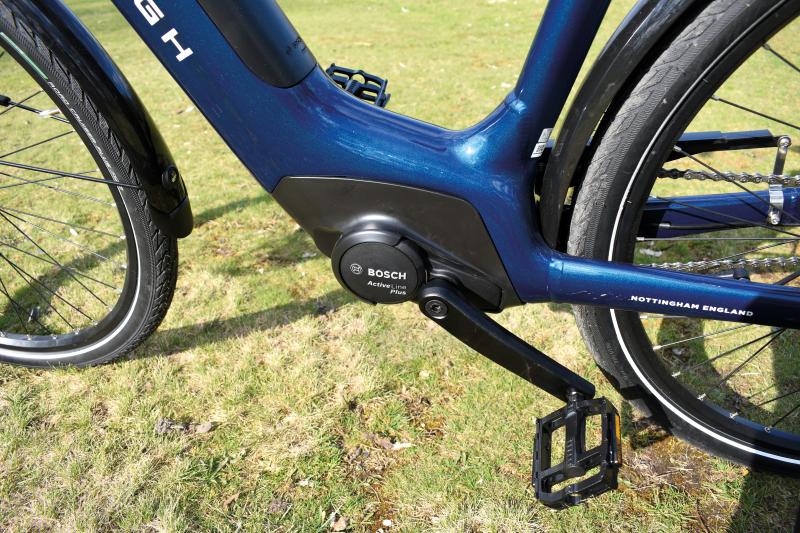 Side view of the motor of an e-bike