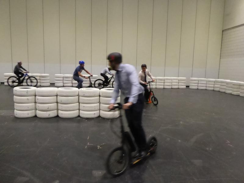 Electric scooters on the test track