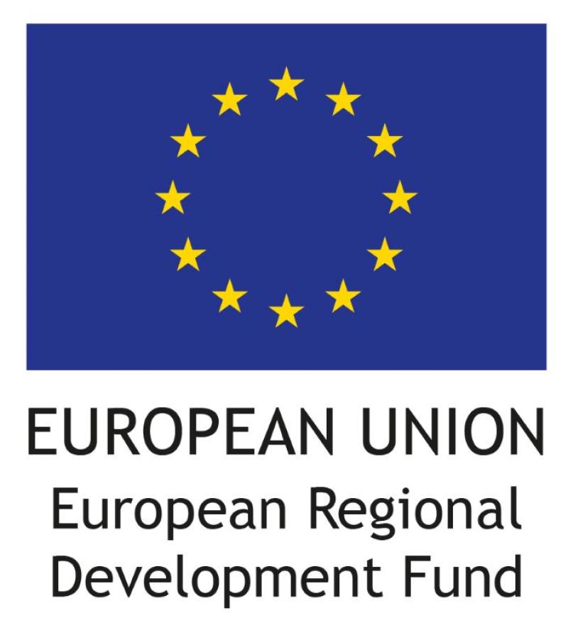 A large logo incorporating the blue EU flag