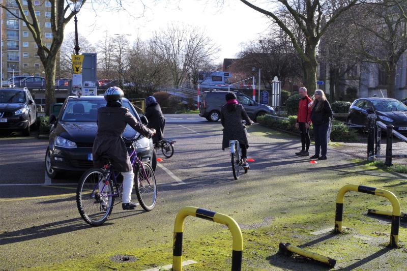 The group is watched over on the loop by Cycling UK volunteers