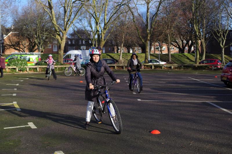 Holy perseveres on her bike