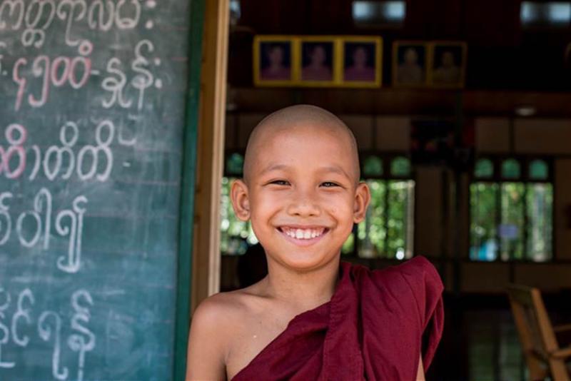 Friendly young Burmese monk