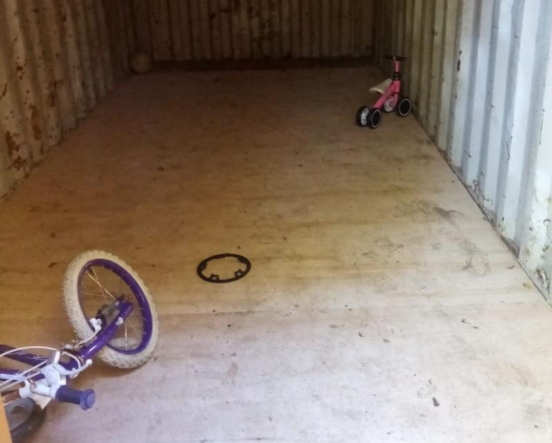 storage container with two bikes inside