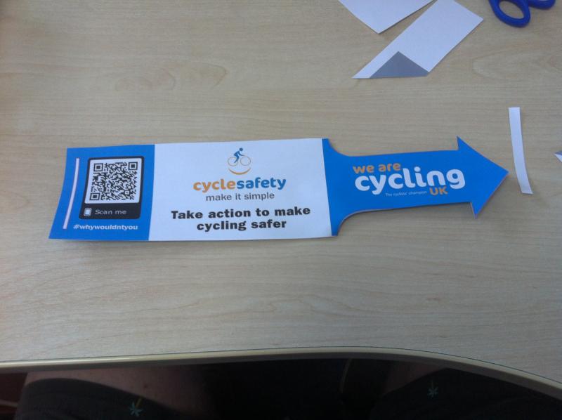 The front of the Cycle safety: make it simple handlebar flyer, once cut out