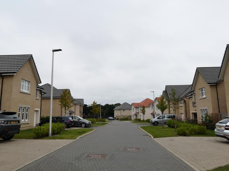 modern housing development with no pavement