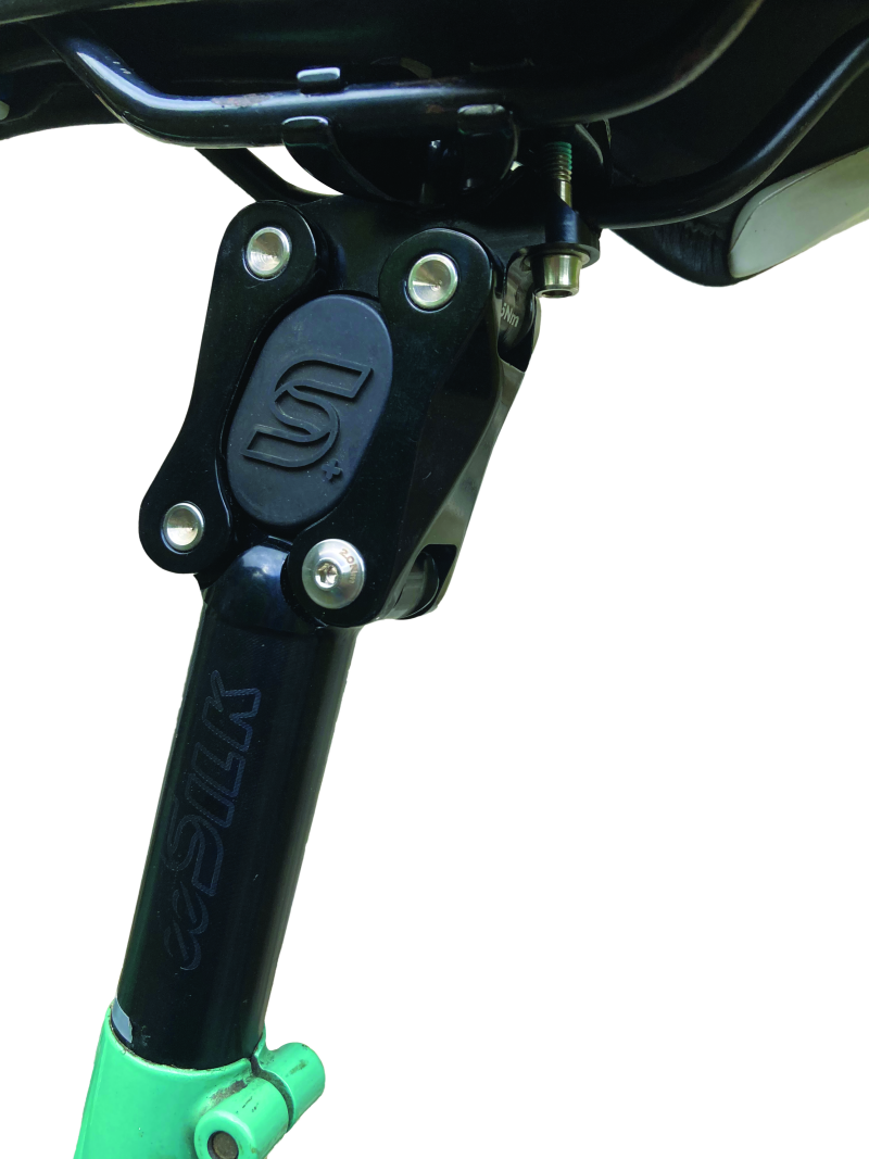 Close up of the side profile of a bicycle seatpost
