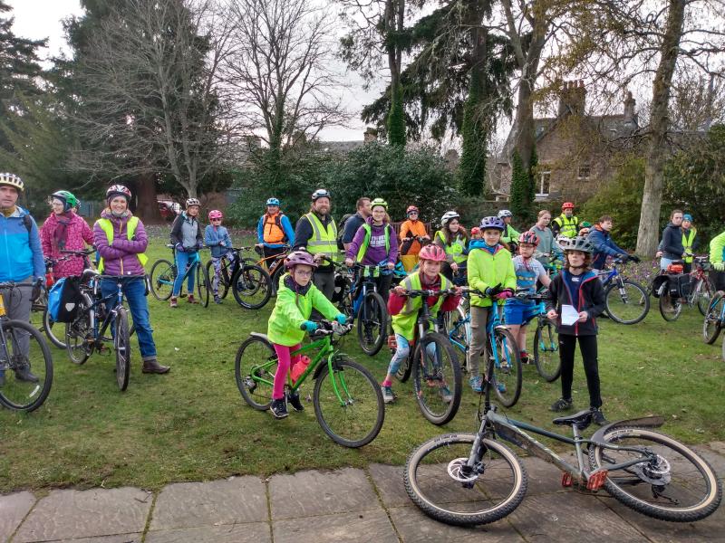 Children gathering for Kidical Mass in Inverness