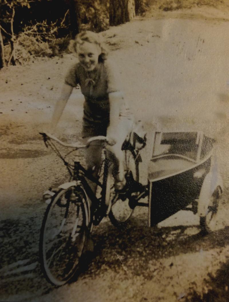 Joyce with sidecar