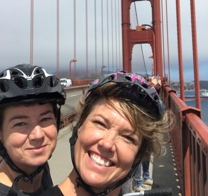 Judith and Lynne on the Golden Gate Bridge