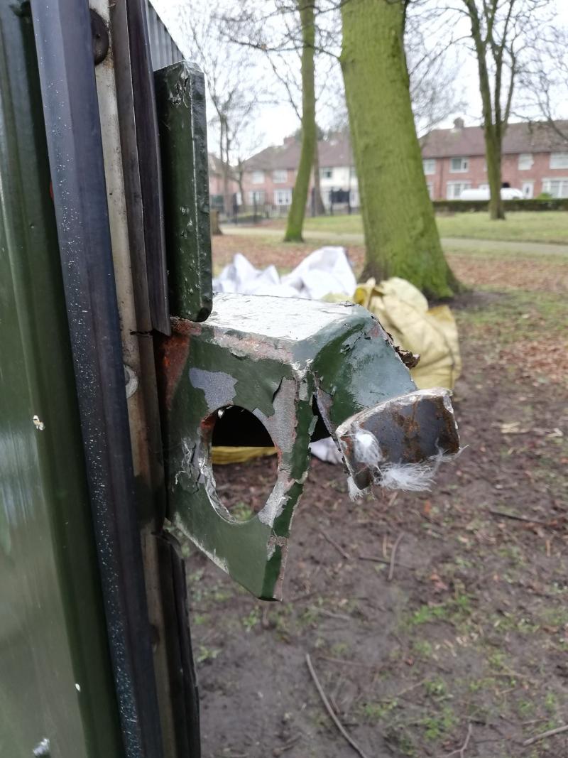 Container that was broken into