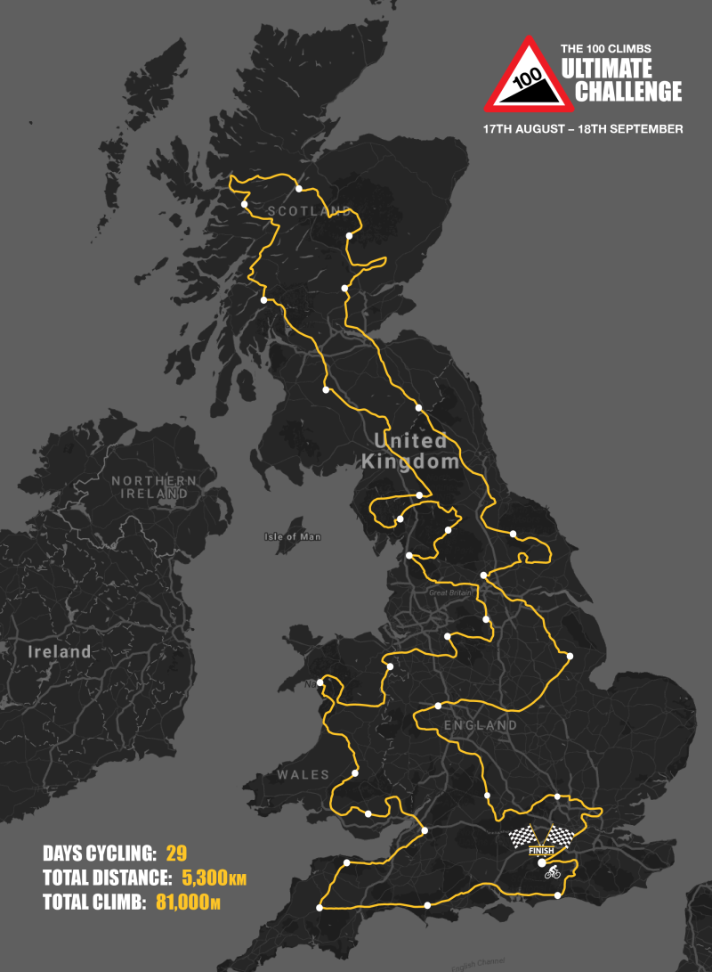 The route covers around 3,300 miles