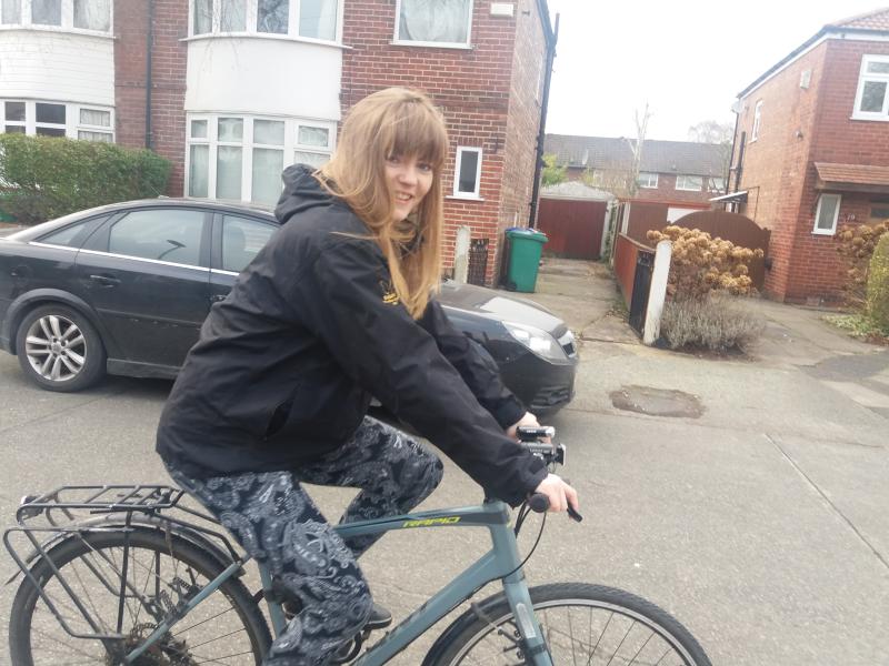 Margaret out on her bike
