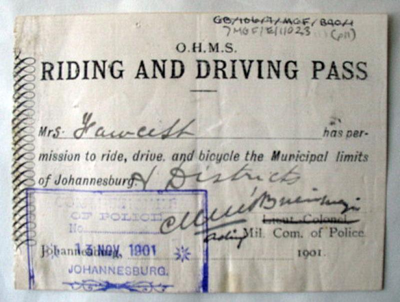 One of Fawcett's bicycle licences
