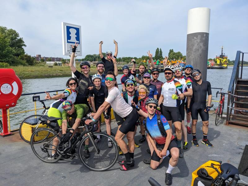 A group of cyclists posing