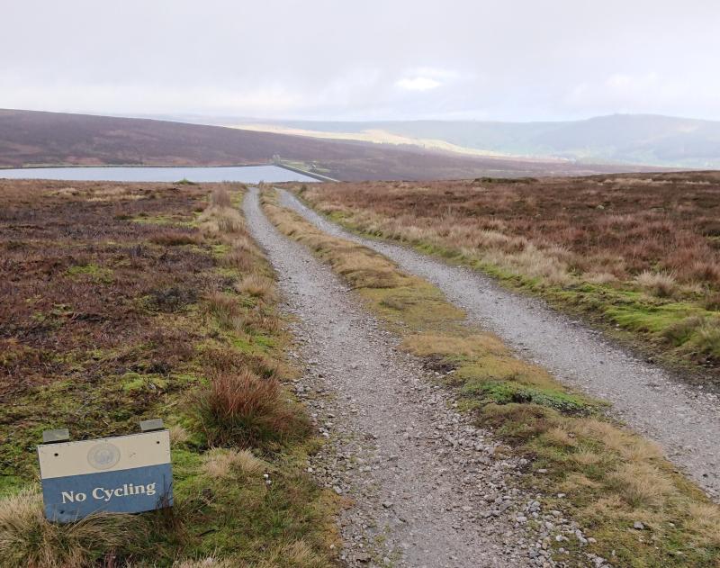 No cycling sign on wide gravel track