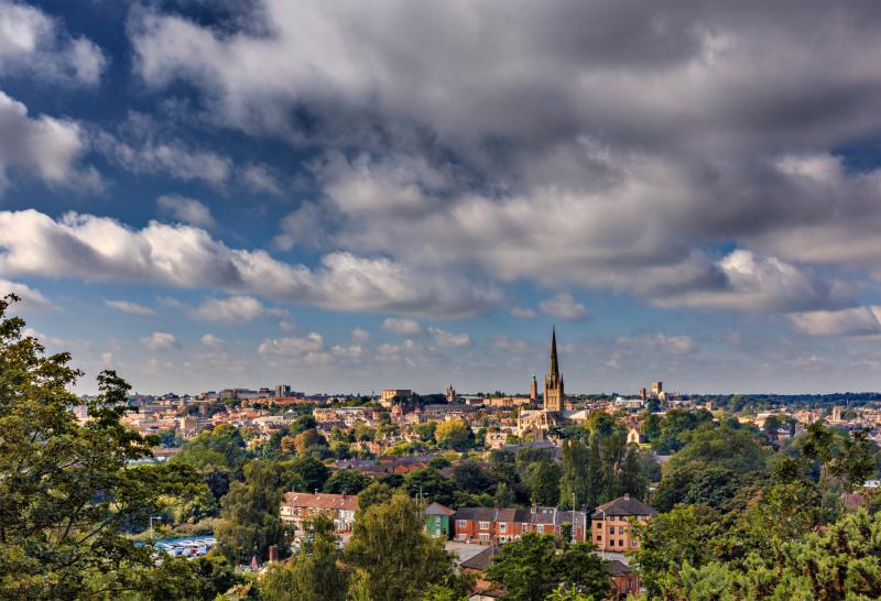 View over city landscape