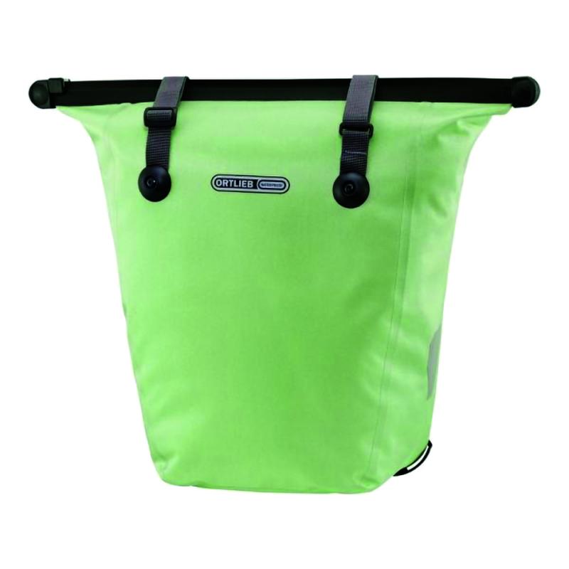 A mint-green coloured soft pannier bag