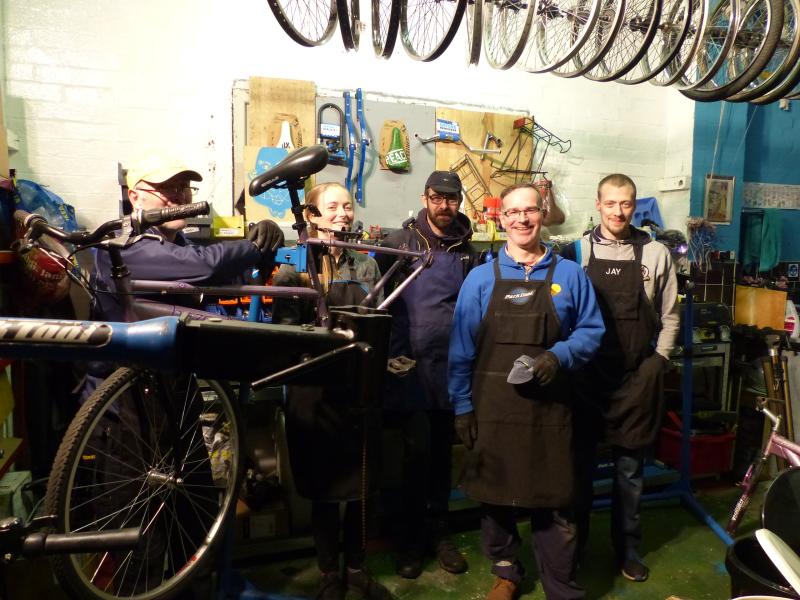 Sylvia with the team at Plattfields Bike Hub