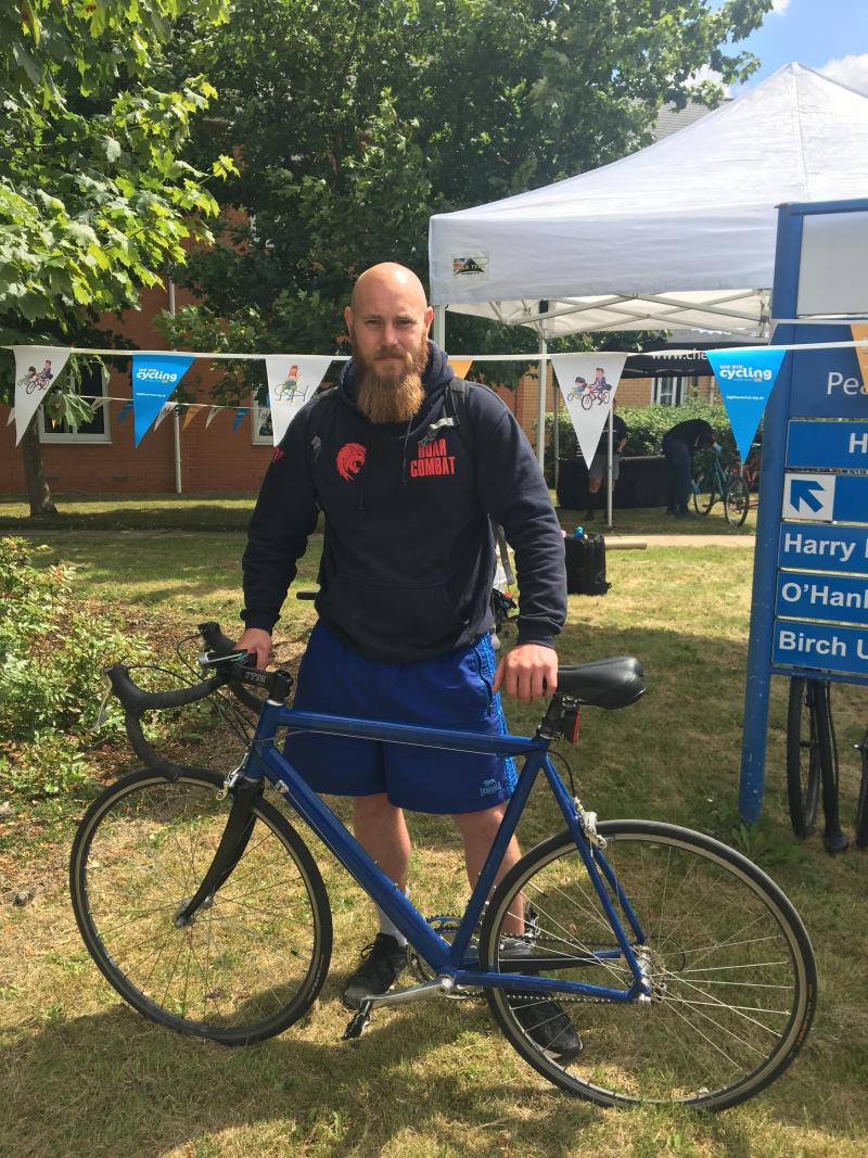 NHS Volunteer and former patient, David Walker with his recently refurbished road bike
