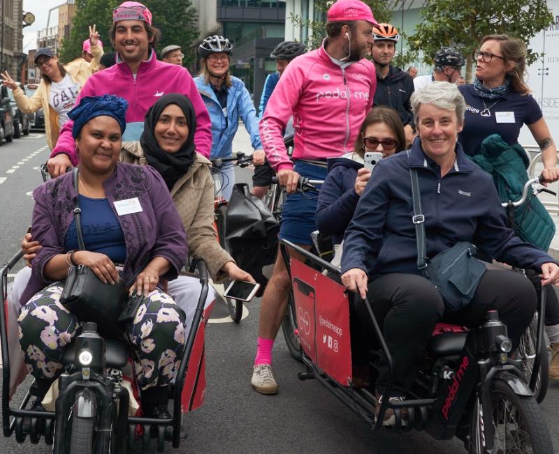 Ride participants in cargo bikes