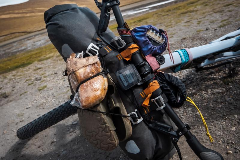 Handlebar bag on mountain bike bikepacking by Bicycle Factory