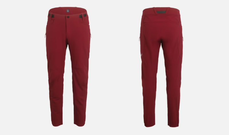 A pair of red technical cycling trousers