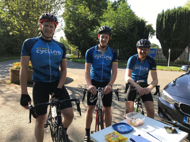 Team Cycling UK at the final checkpoint. Photo: Roy Wigmore