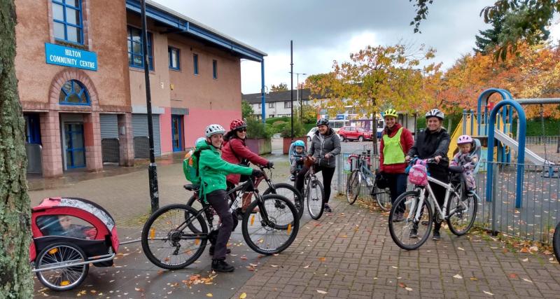 Mums and kids from the Mums on Wheels cycling group in Inverness