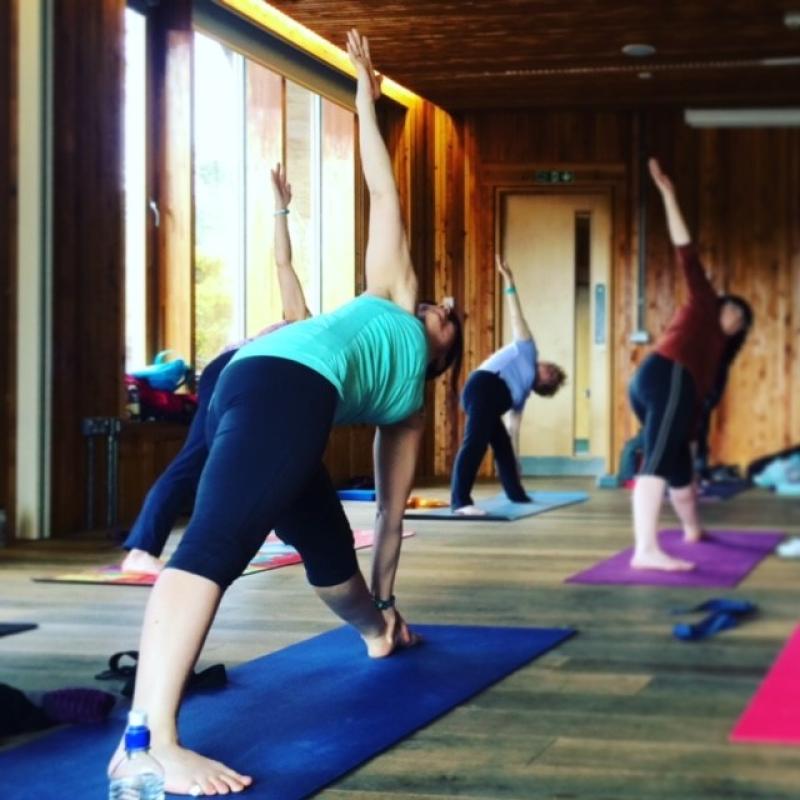 Polly Clark teaching balance and flexibility