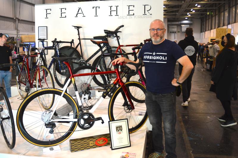 Alan Roe at Bespoked  with his new Feather cycles bike