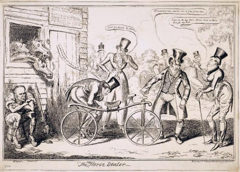  'The Hobby-Horse Dealer', an 1819 print held in the British Museum