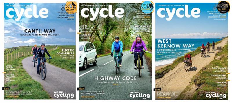 Three covers of Cycle magazine
